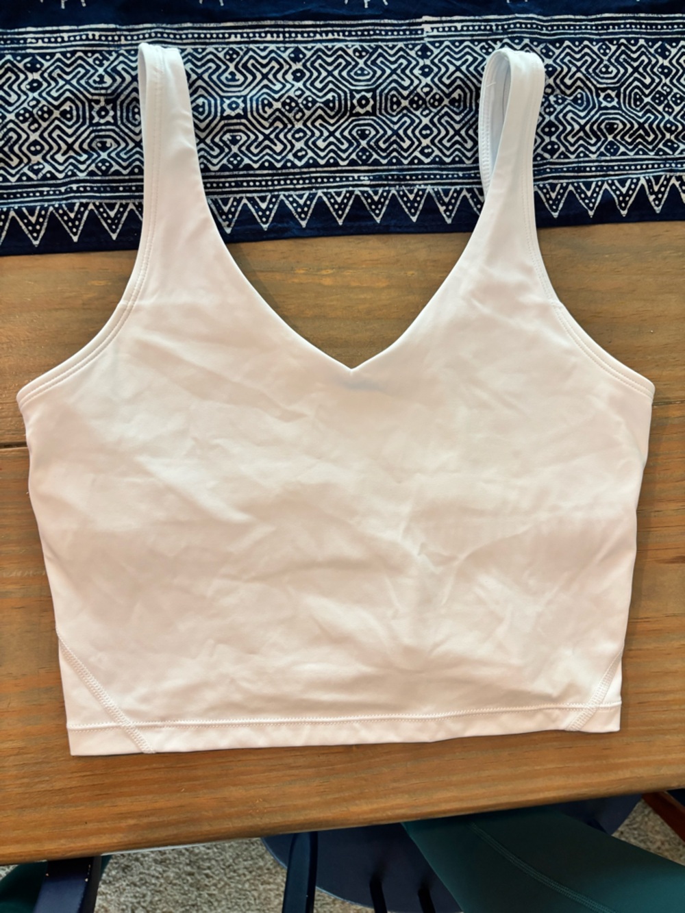 White V-Neck Compression Crop Top NWOT shelf bra